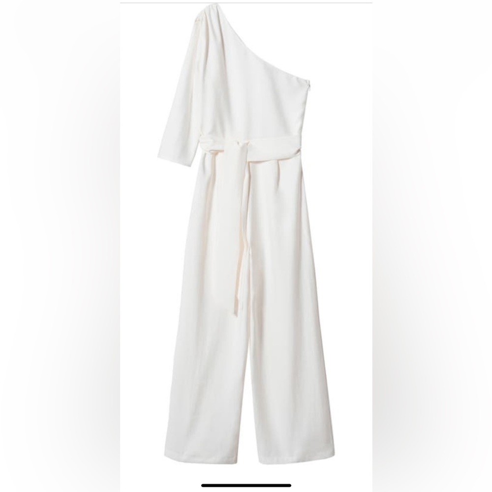 NEW MANGO MNG Women’s White One-Shoulder Jumpsuit